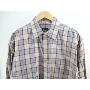 JOS A BANK Shirt Mens‎ L Button Up Plaid Long Sleeve Travelers Collection Purple